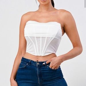 White corset crop top